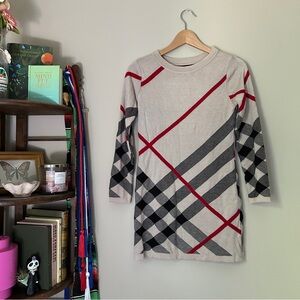 Beige plaid patterned tunic